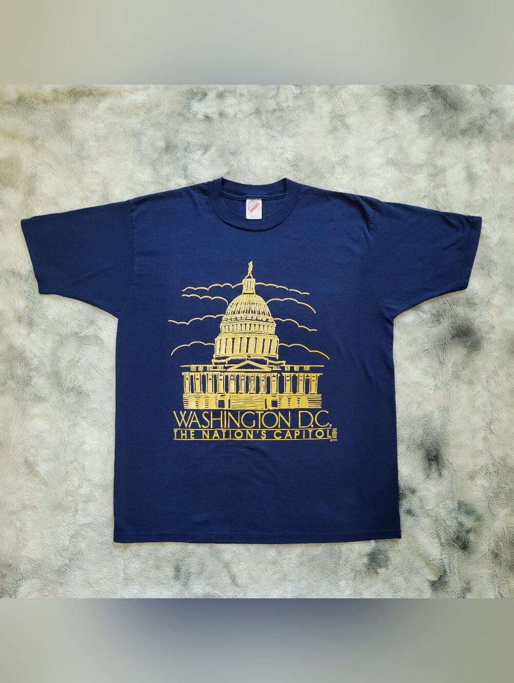 Vintage 90s USA Made 50/50 Heavyweight Jerzees T-shirt Unisex Gold Washington DC